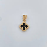Dije Trebol 0.6gr / 1.8cm / Electroestatico Negro Oro Amarillo 18K &