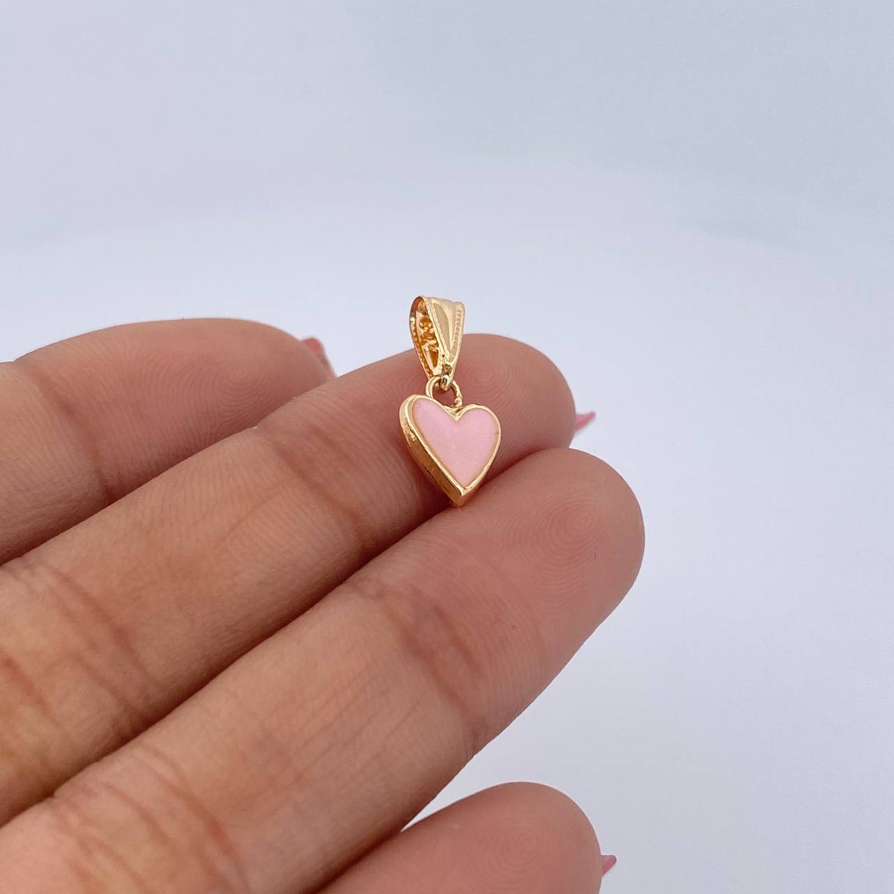 Dije Corazon 0.5gr / 1.7cm / Electroestatico Rosado Oro Amarillo 18K &