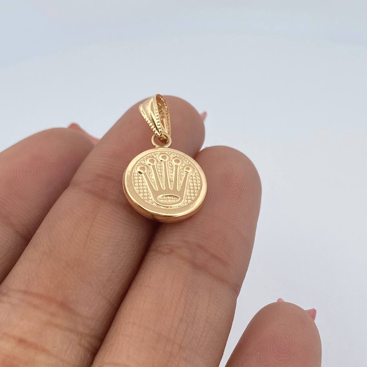 Dije Corona Rx 0.95gr / 2cm / Punteado Oro Amarillo 18K &