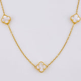 Cadena Trebol Nacar Blanco 6.8gr / 45cm / 9.5mm Oro Amarillo Nac.Esp. 18K