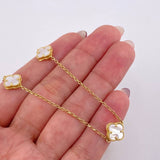 Cadena Trebol Nacar Blanco 6.8gr / 45cm / 9.5mm Oro Amarillo Nac.Esp. 18K