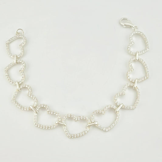 Pulso Corazones Continuos 11.65gr / 18cm / Plata 925