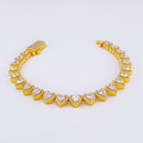 Pulso Tenis Corazones Amarillo 17.25gr / 17.5cm / 7.2mm Plata 925 *