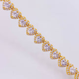 Pulso Tenis Corazones Amarillo 17.25gr / 17.5cm / 7.2mm Plata 925 *