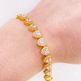 Pulso Tenis Corazones Amarillo 17.25gr / 17.5cm / 7.2mm Plata 925 *