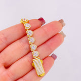 Pulso Tenis Corazones Amarillo 17.25gr / 17.5cm / 7.2mm Plata 925 *