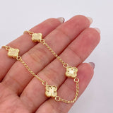Pulso Trebol Dorado Espiga 2.8gr / 17.5cm / 1.5mm Oro Amarillo 18K