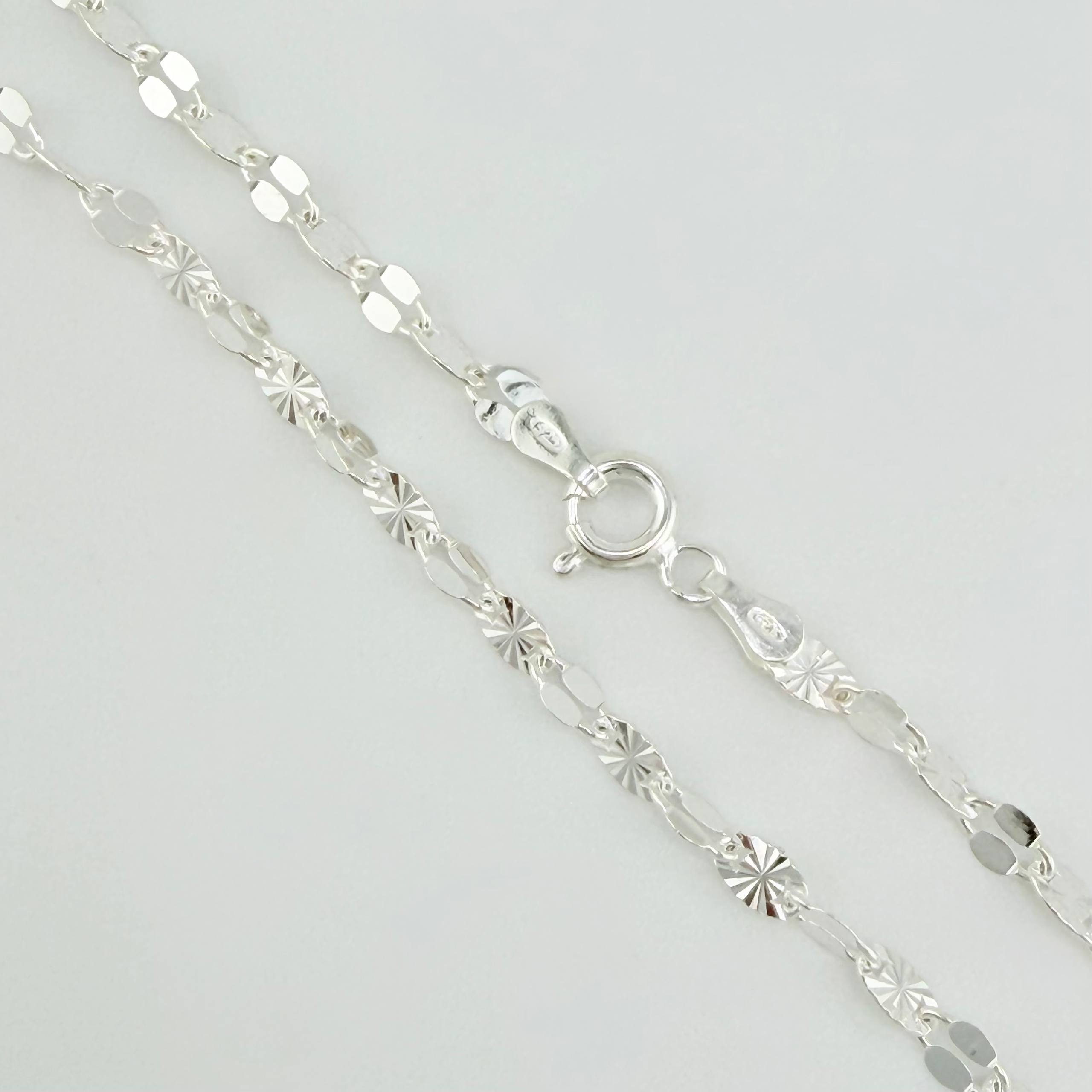 Cadena Flor Espejo 4.8gr / 50cm / 3.2mm Plata 925 *