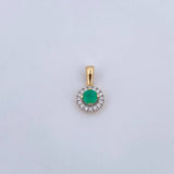 Dije Halo 1.15gr / 1.6cm / Esmeralda 29 Pts Diamantes 13 Pts Dos Oros Amarillo Blanco 18K (Joya) &