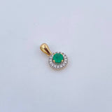 Dije Halo 1.15gr / 1.6cm / Esmeralda 29 Pts Diamantes 13 Pts Dos Oros Amarillo Blanco 18K (Joya) &