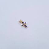 Dije Cruz 0.35gr / 1.3cm / Zafiros 18 Pts Oro Amarillo 18K (Joya) &