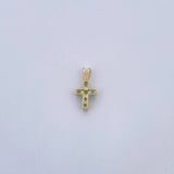 Dije Cruz 0.4gr / 1.3cm / Esmeraldas 10 Pts Oro Amarillo 18K (Joya) &