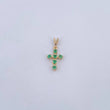 Dije Cruz 0.6gr / 1.8cm / Esmeraldas 22 Pts Oro Amarillo 18K (Joya) &
