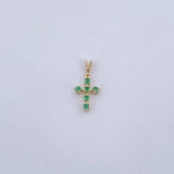 Dije Cruz 0.6gr / 1.8cm / Esmeraldas 22 Pts Oro Amarillo 18K (Joya) &