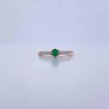 Anillo Solitario Churumbela 1.9gr / T6 3/4 / Esmeraldas 14 Pts Diamantes 11 Pts Dos Oros Amarillo Blanco 18K (Joya) &