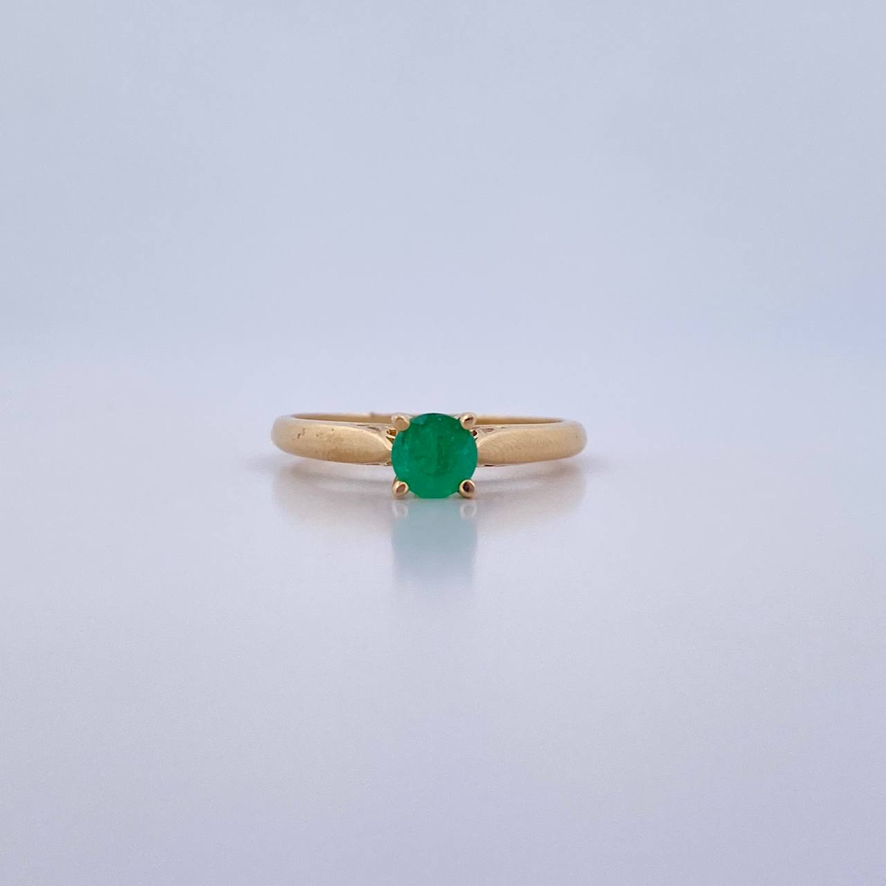 Anillo Solitario 2.5gr / T6 1/4 / Esmeraldas 33 Pts Oro Amarillo 18K (Joya) &