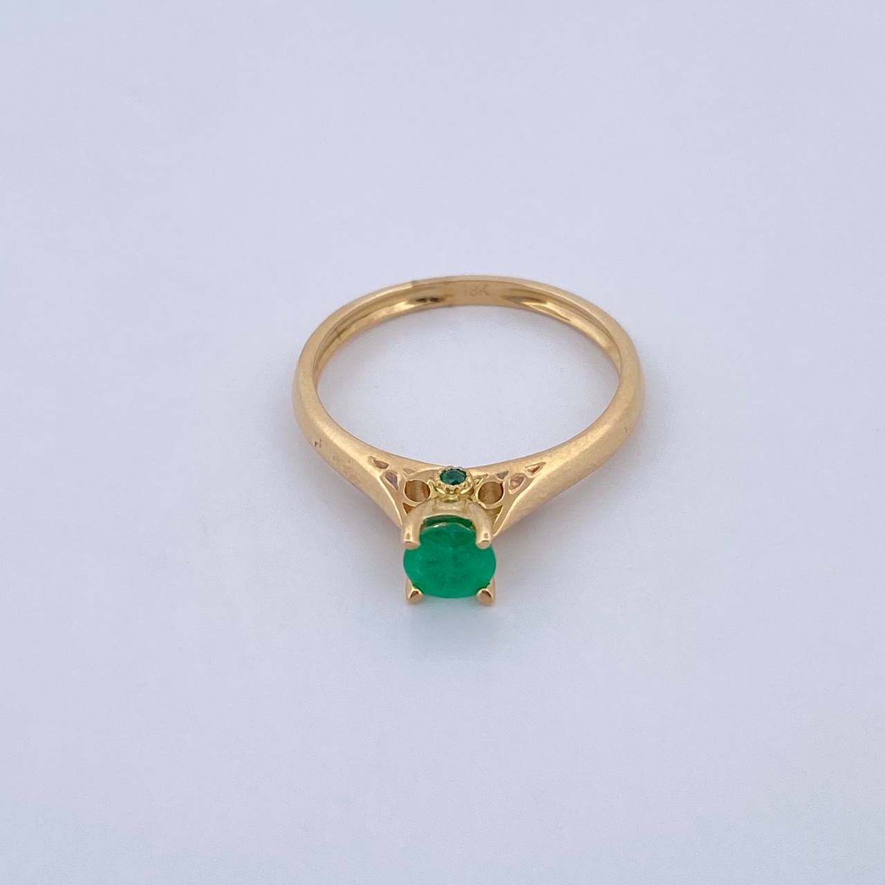 Anillo Solitario 2.5gr / T6 1/4 / Esmeraldas 33 Pts Oro Amarillo 18K (Joya) &