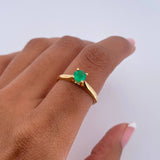 Anillo Solitario 2.5gr / T6 1/4 / Esmeraldas 33 Pts Oro Amarillo 18K (Joya) &