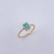 Anillo Solitario Rectangular 2gr / T6 3/4 / Esmeraldas 26 Pts Diamantes 16 Pts Dos Oros Amarillo Blanco 18K (Joya) &