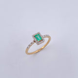 Anillo Solitario Rectangular 2gr / T6 3/4 / Esmeraldas 26 Pts Diamantes 16 Pts Dos Oros Amarillo Blanco 18K (Joya) &
