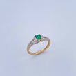 Anillo Puente 2.6gr / T6 3/4 / Esmeraldas 17 Pts Diamantes 15 Pts Oro Amarillo 18K (Joya) &