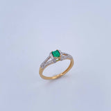 Anillo Puente 2.6gr / T6 3/4 / Esmeraldas 17 Pts Diamantes 15 Pts Oro Amarillo 18K (Joya) &