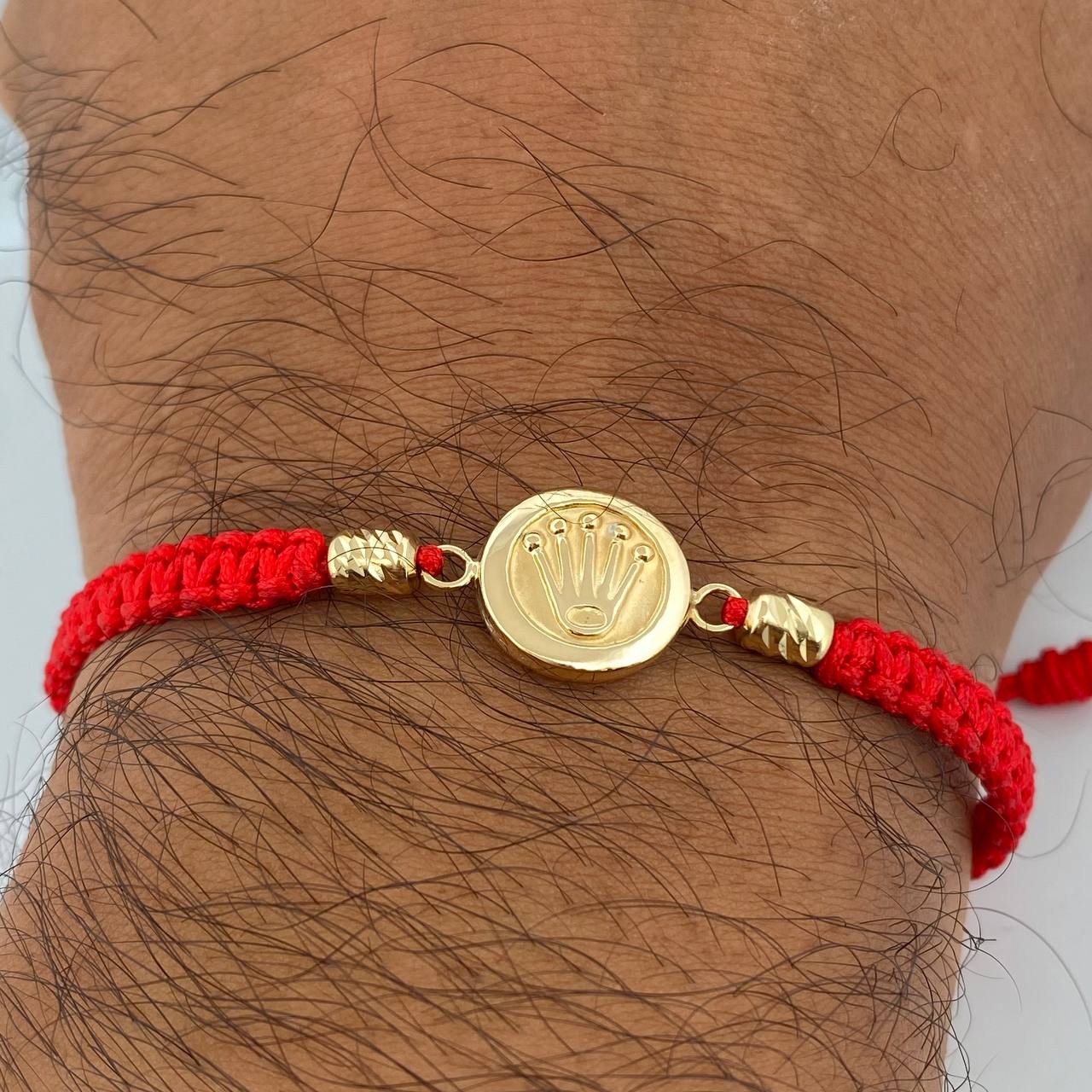 Pulsera Tejida Roja Corona Rx 1.2gr / Oro 18K $