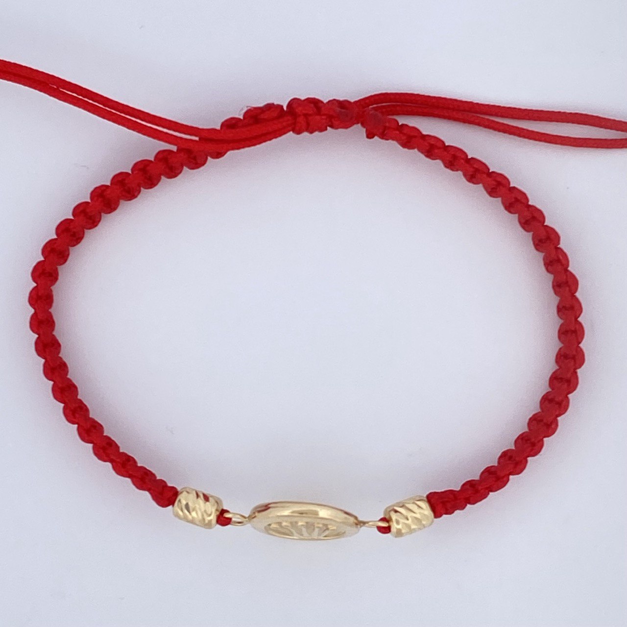 Pulsera Tejida Roja Corona Rx 1.2gr / Oro 18K $