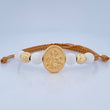Pulsera Tejida Beige Virgen Del Carmen 1.95gr / Oro 18K $