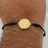 Pulsera Tejida Negra San Benito 0.8gr / Oro 18K $