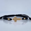 Pulsera Tejida Negra Cruz Cristo 1.1gr / Oro 18K $