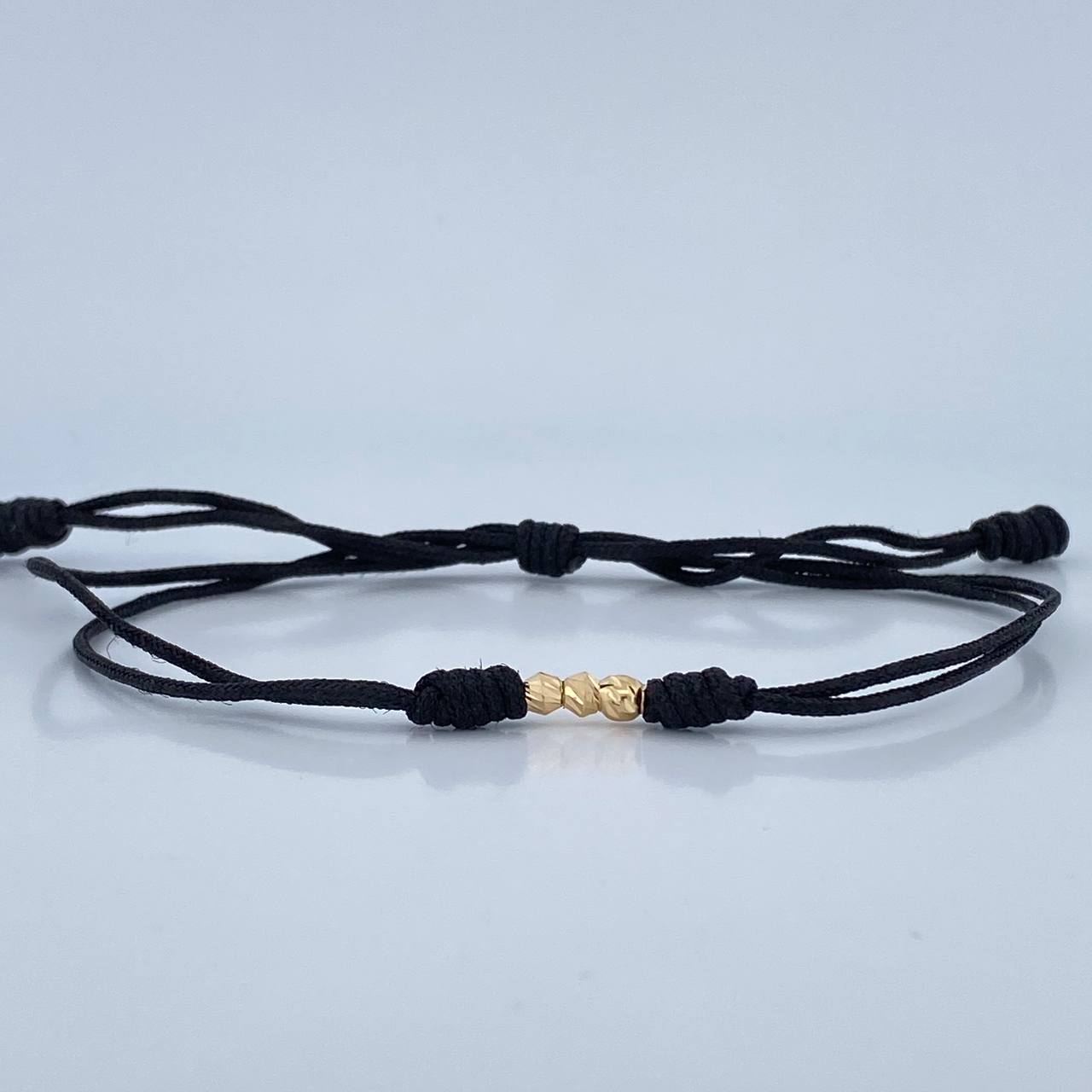 Pulsera Tejida Negra 0.15gr / Oro 18K &