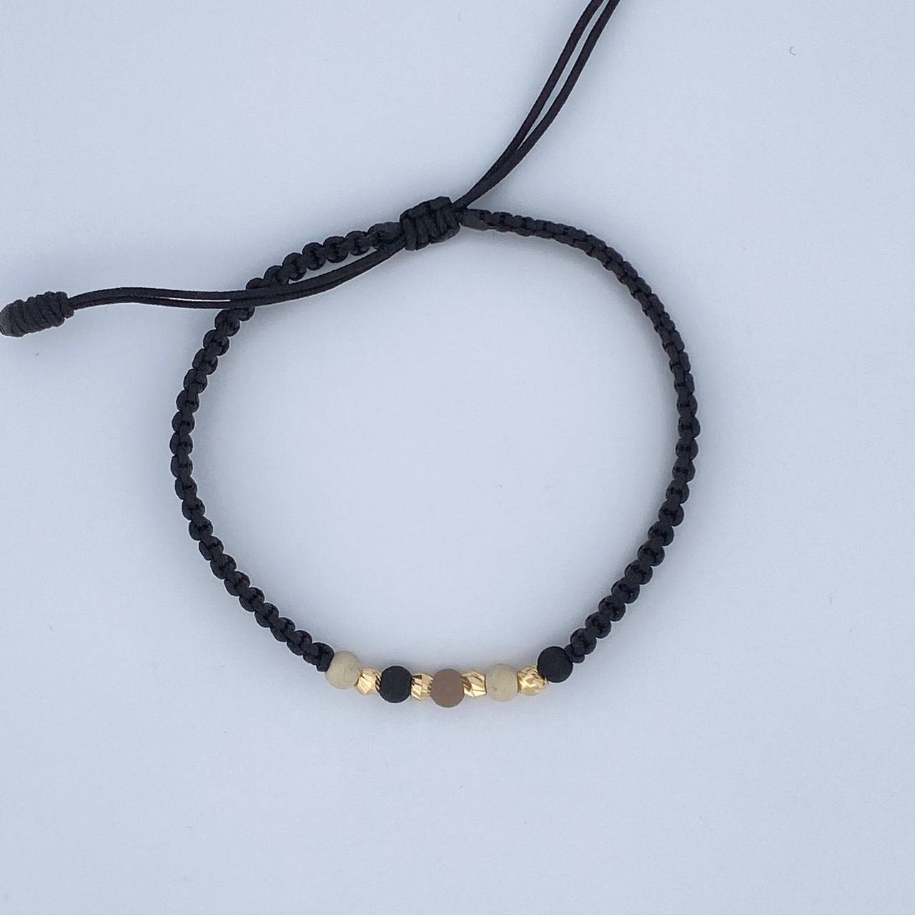 Pulsera Tejida Negra 0.2gr / Oro 18K &
