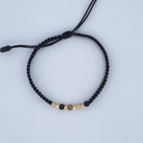 Pulsera Tejida Negra 0.2gr / Oro 18K &