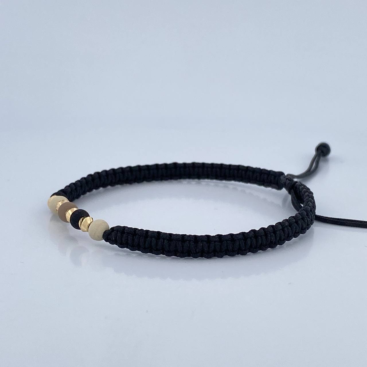 Pulsera Tejida Negra 0.2gr / Oro 18K &