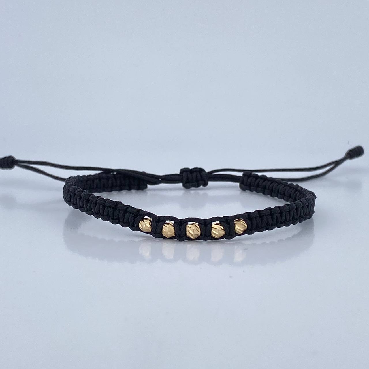 Pulsera Tejida Negra  0.2gr / Oro 18K &