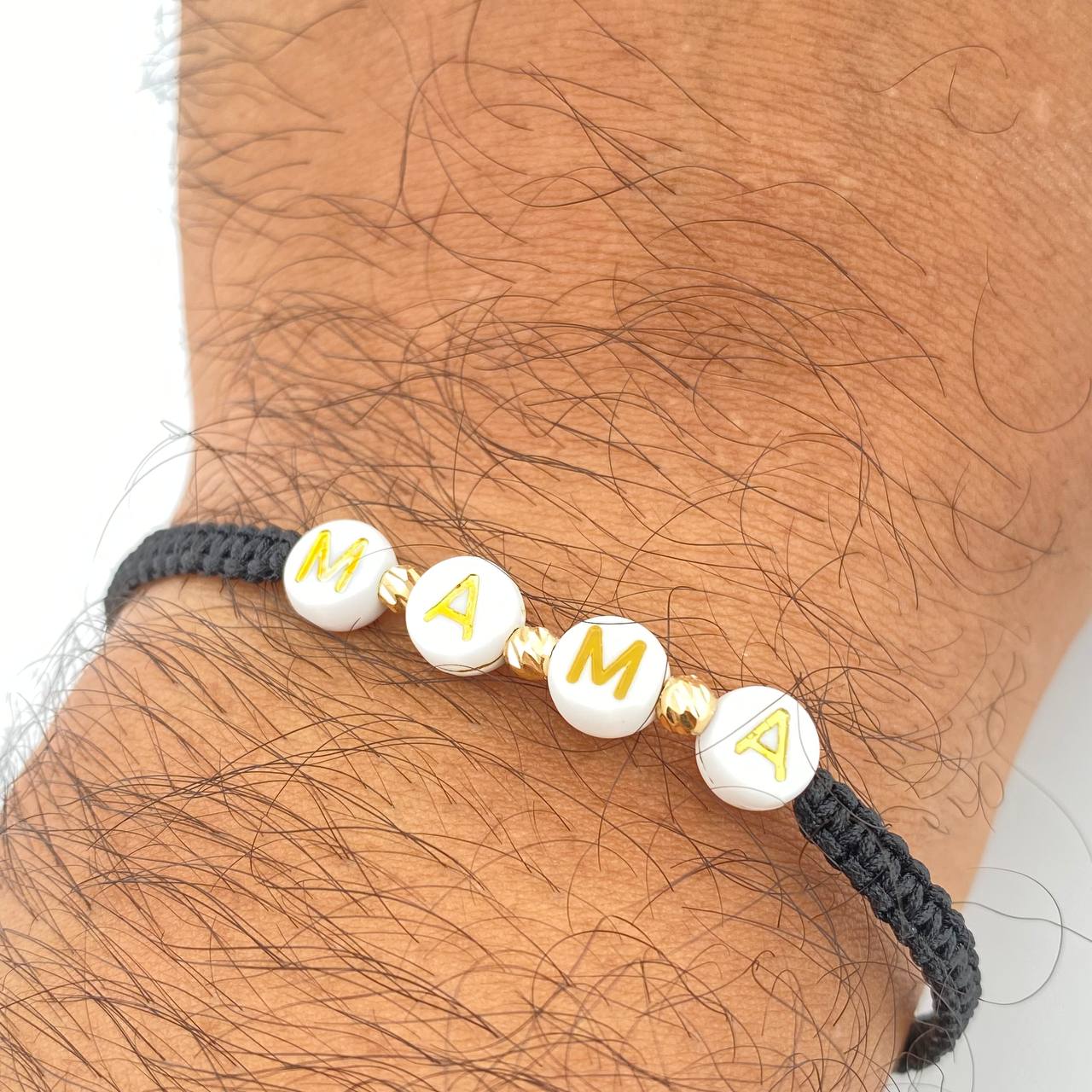 Pulsera Tejida Negra Mama 0.15gr / Oro 18K &