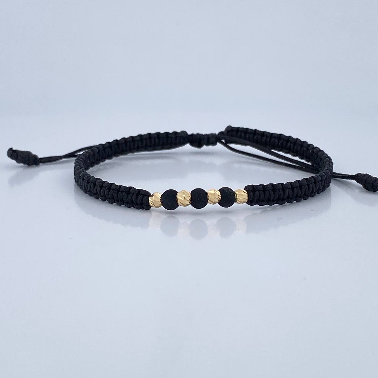 Pulsera Tejida Negra 0.2gr / Oro 18K &