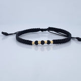 Pulsera Tejida Negra 0.2gr / Oro 18K &