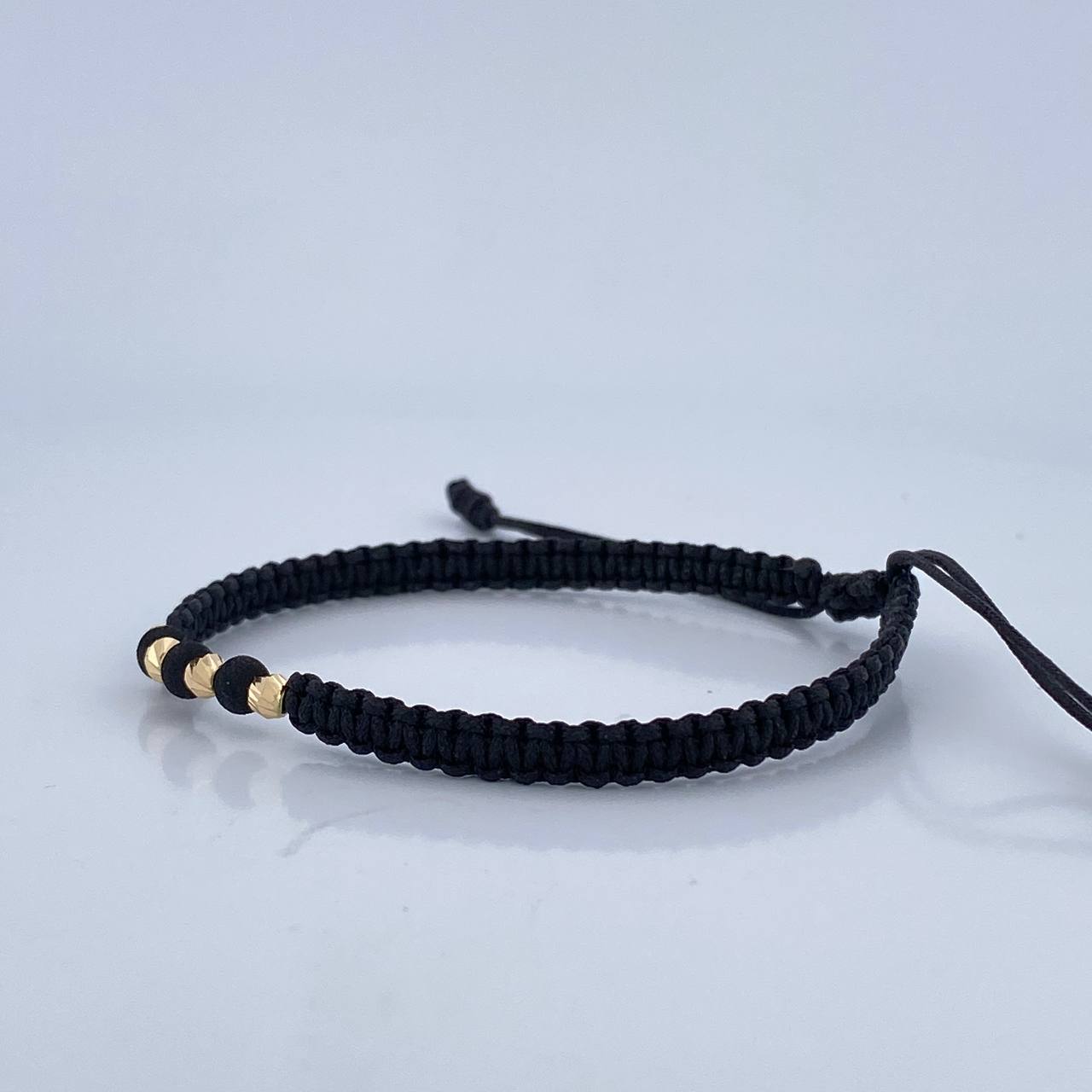 Pulsera Tejida Negra 0.2gr / Oro 18K &