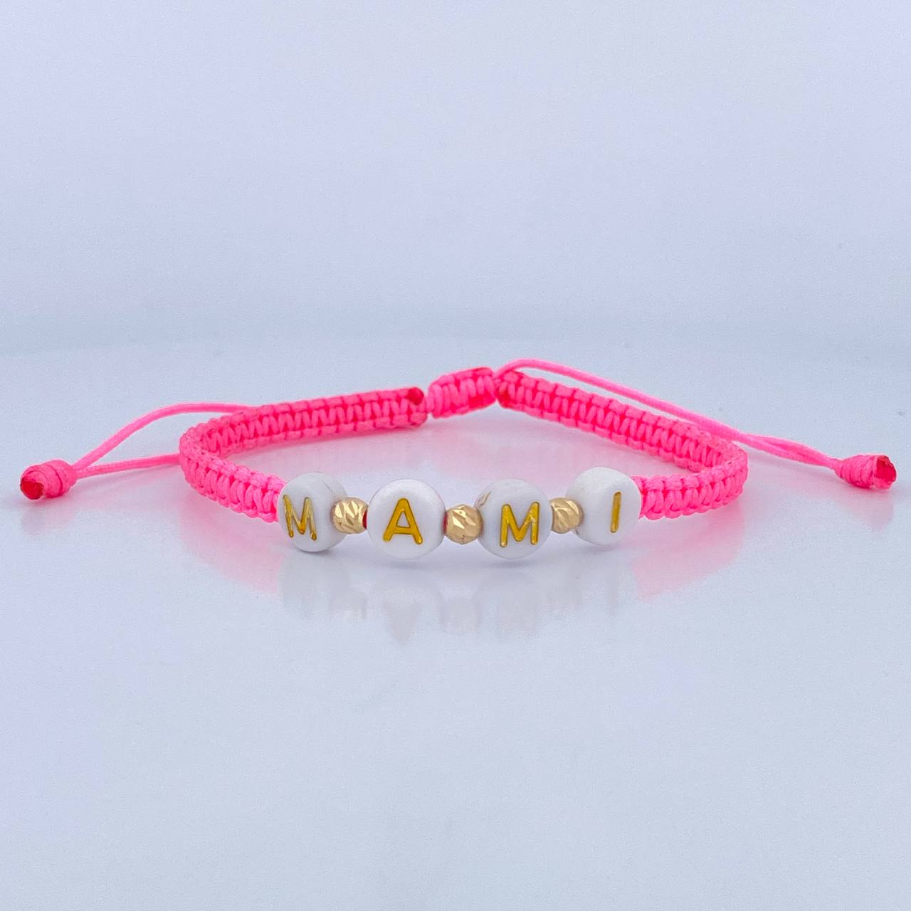 Pulsera Tejida Rosada Mami 0.15gr / Oro 18K &