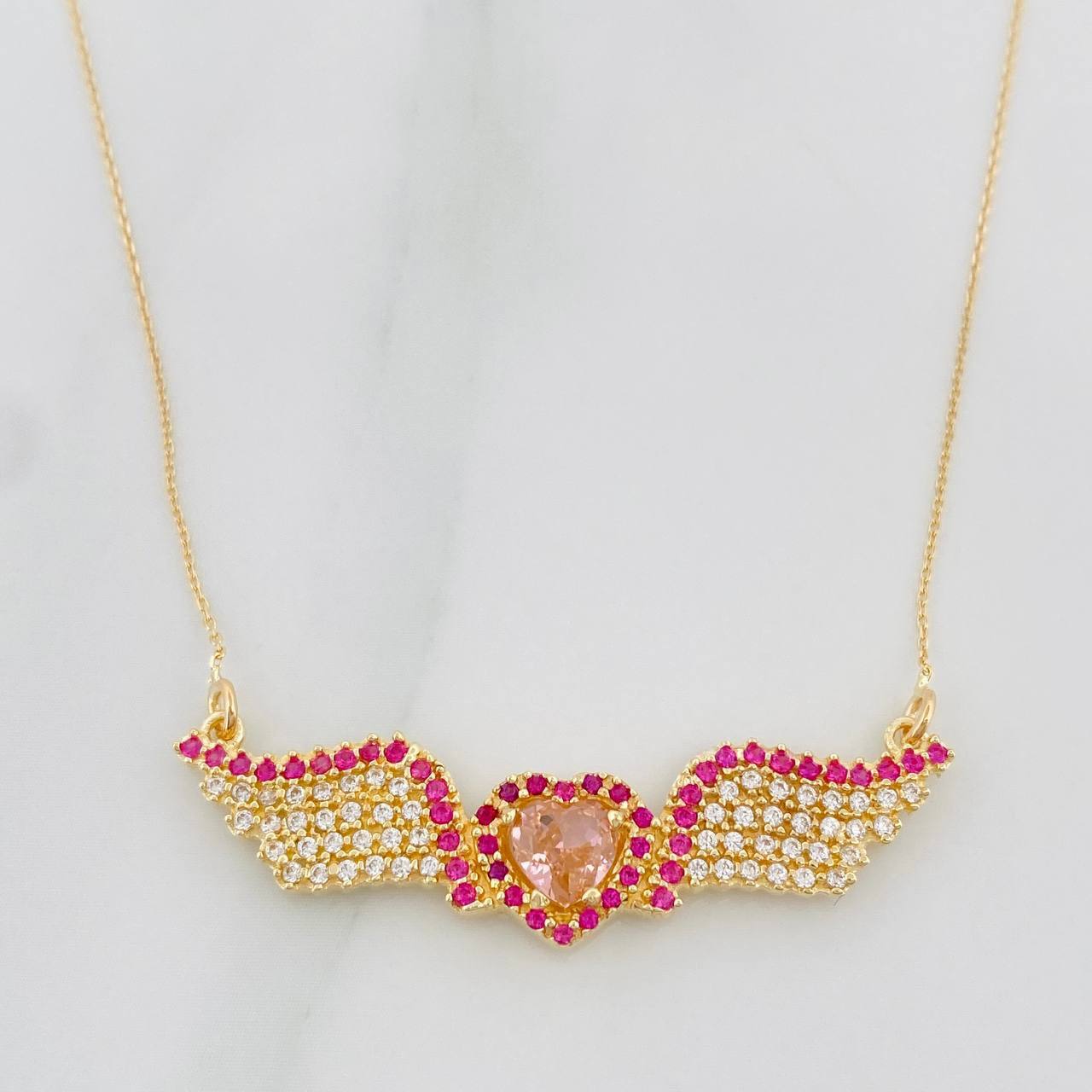 Cadena Aro Seguido Corazón Alas 4.25g / 55cm / 0.4mm Oro Amarillo 18K
