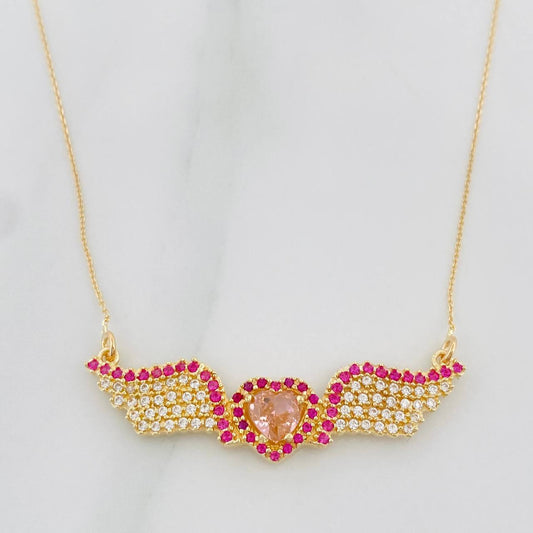 Cadena Aro Seguido Corazón Alas 4.25g / 55cm / 0.4mm Oro Amarillo 18K