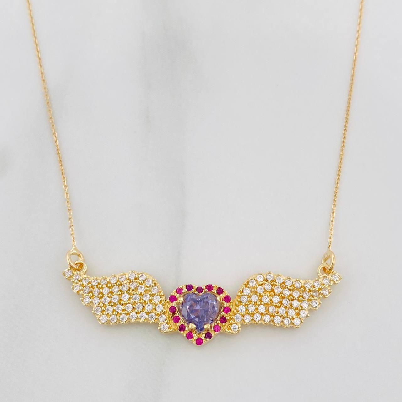 Cadena Aro Seguido Corazón Alas 4.05g / 55cm / 0.4mm Oro Amarillo 18K