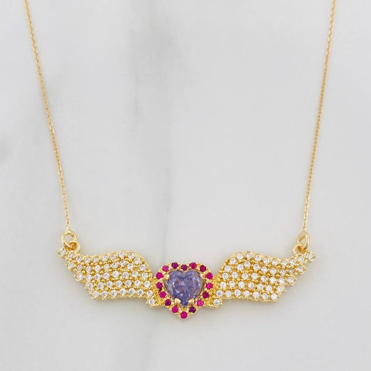 Cadena Aro Seguido Corazón Alas 4.05g / 55cm / 0.4mm Oro Amarillo 18K
