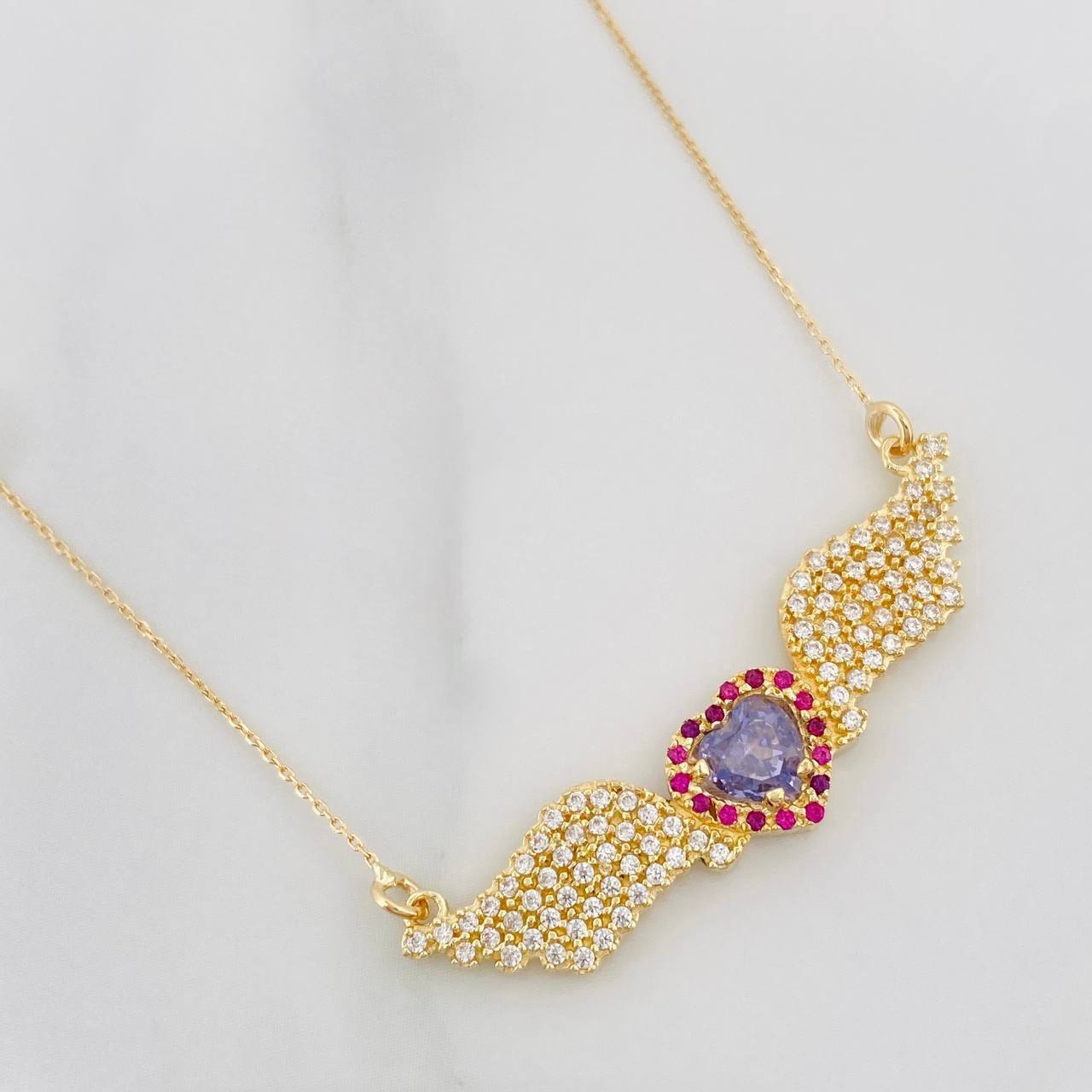 Cadena Aro Seguido Corazón Alas 4.05g / 55cm / 0.4mm Oro Amarillo 18K