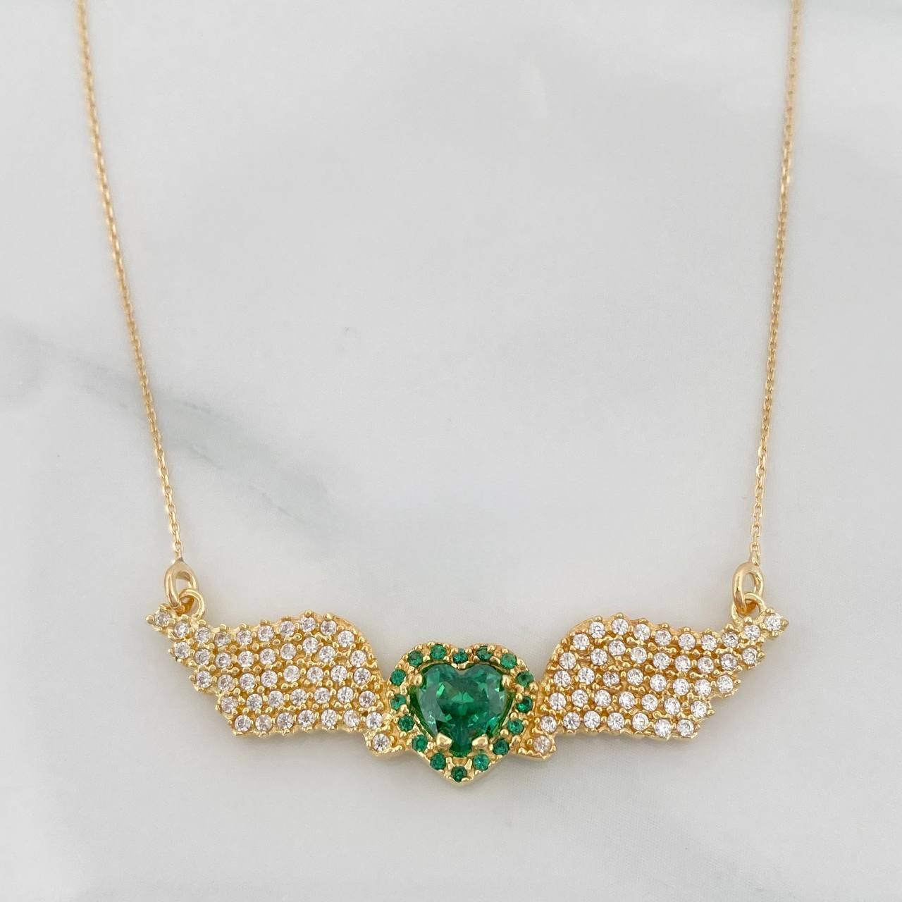 Cadena Aro Seguido Alas Corazon 4.3g / 45cm / 0.76mm Oro Amarillo 18K