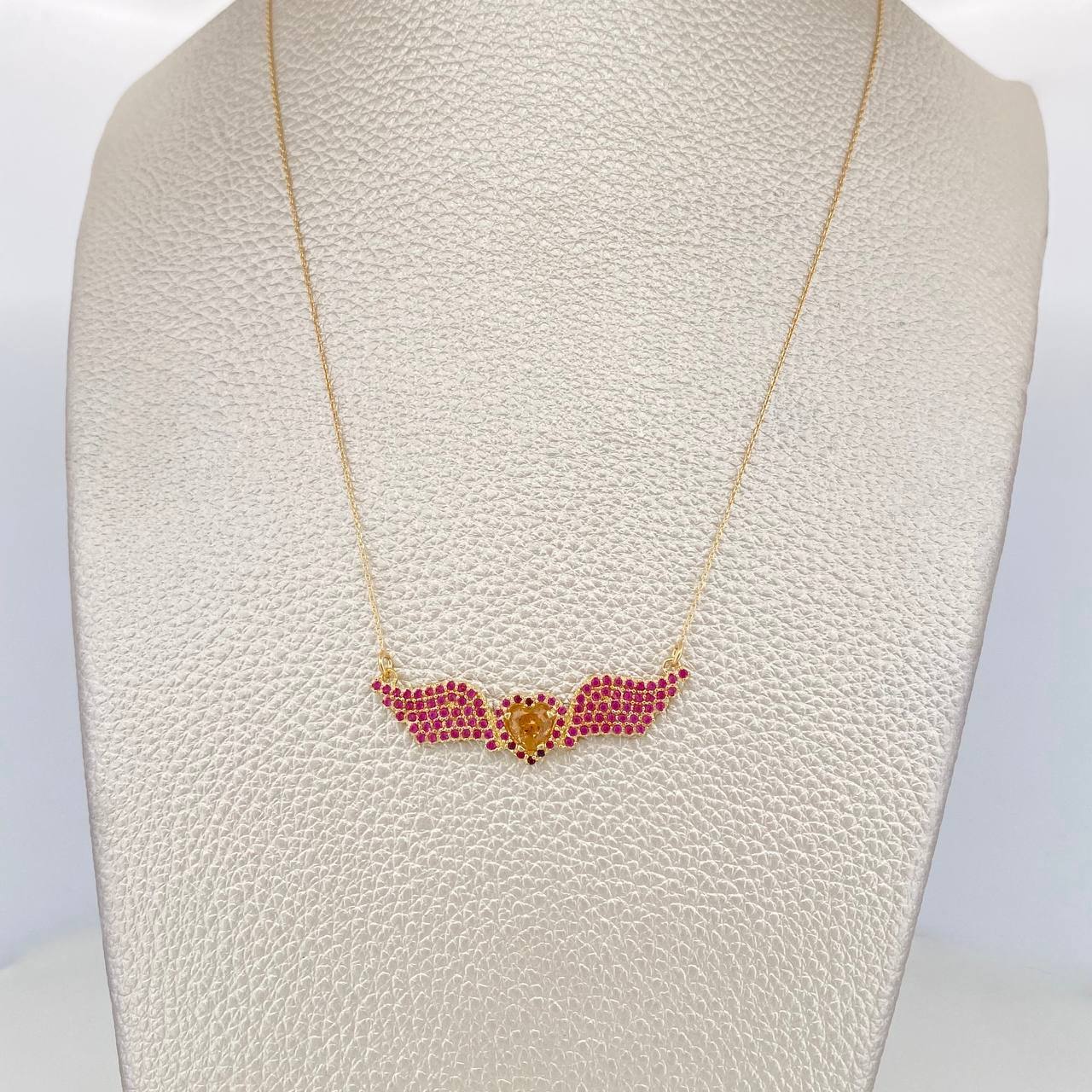 Cadena Aro Seguido Alas Corazon 4.15g / 45cm / 0.76mm Oro Amarillo 18K