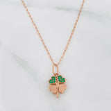 Set Cadena Cajón + Dije Trebol / 1.9g / 45cm Oro Rosa 18K
