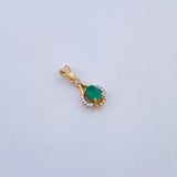 Dije Gota Elegante 1.15gr / 1.7cm / Esmeralda 29 Pts Diamantes 7 Pts Dos Oros Amarillo Blanco 18K (Joya) &